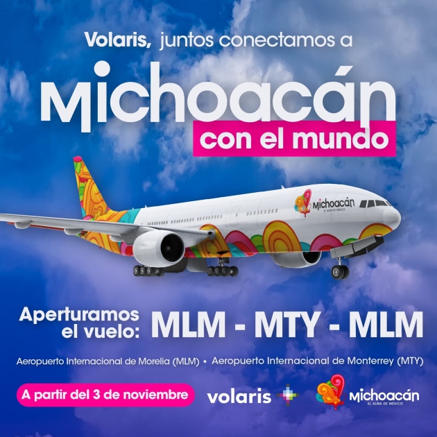 Michoacán, importante destino para Volaris: Sectur                        