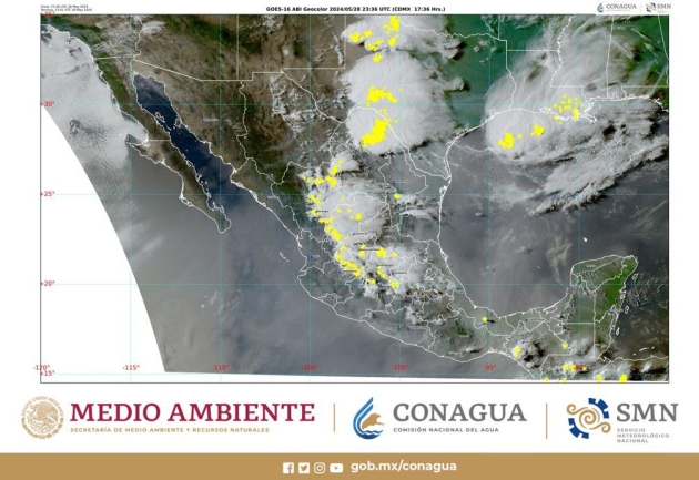 En las próximas horas se prevén lluvias puntuales muy fuertes en Coahuila, Nuevo León y Tamaulipas 