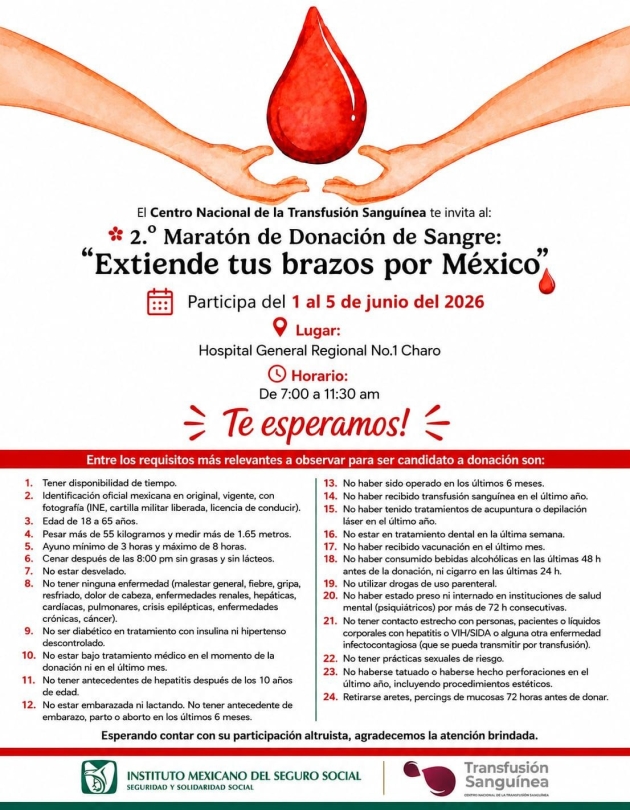 "Promueve IMSS Michoacán 2do Maratón de Donación de Sangre" 