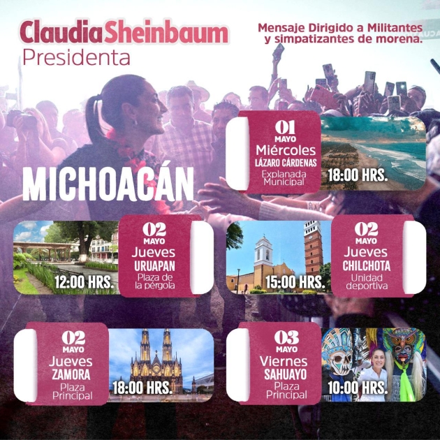 Claudia Sheinbaum Visitará Guerrero y Michoacán este 1 de Mayo 