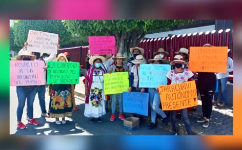 Integrantes de las Comunidades Originarias de Jarácuaro y Zacán se Manifiestan con el objetivo de lograr Respeto,  Autonomía y acceso a su Presupuesto Directo 