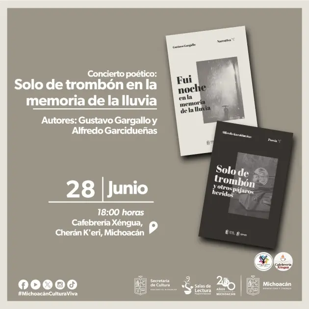 Llegará a Cherán concierto literario Solo de trombón en la memoria de la lluvia 