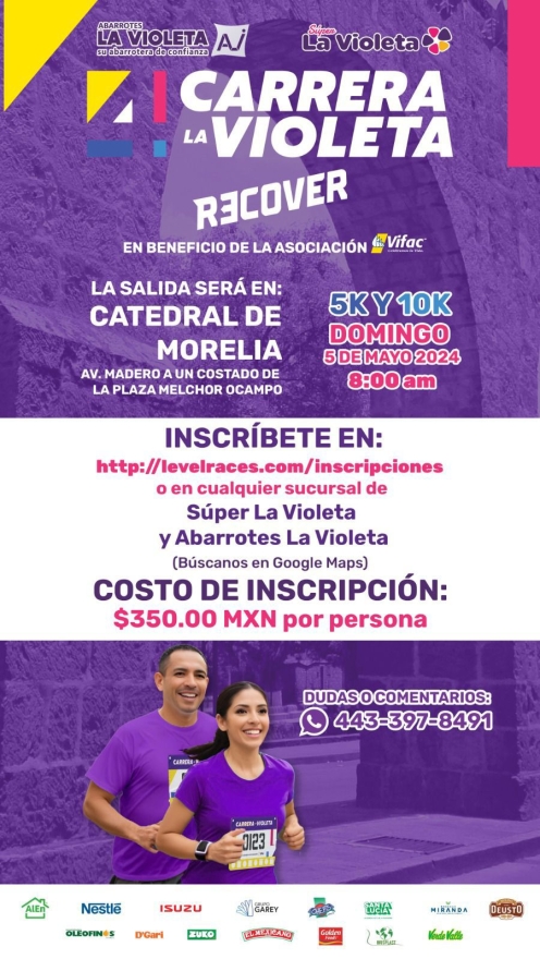 Carrera Atlética La Violeta apoyará a mujeres embarazadas en situación de vulnerabilidad 