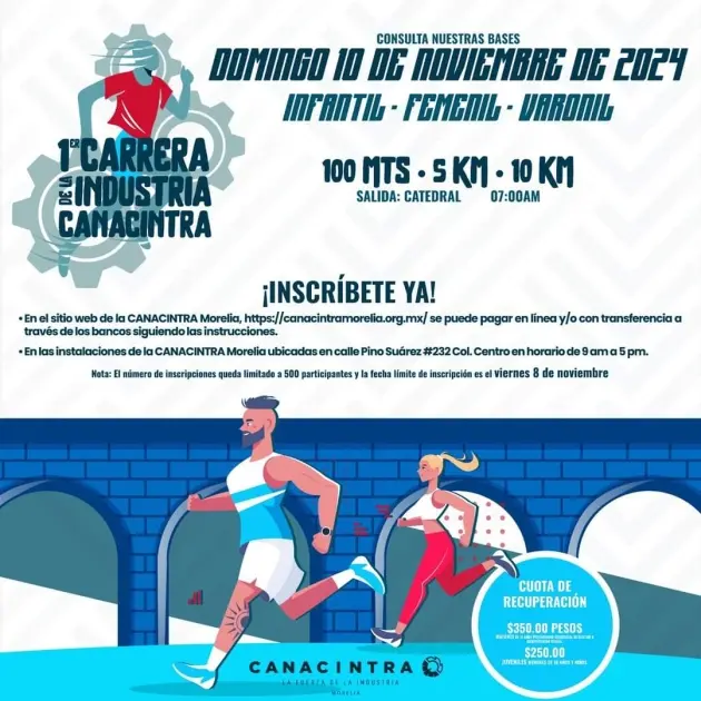 En puerta la Primer Carrera de la Industria Canacintra “Uniendo Pasos hacia el Progreso” 