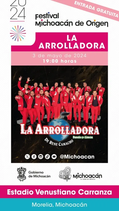 Este viernes La Arrolladora llega gratis al Venustiano como parte del FMO2024 