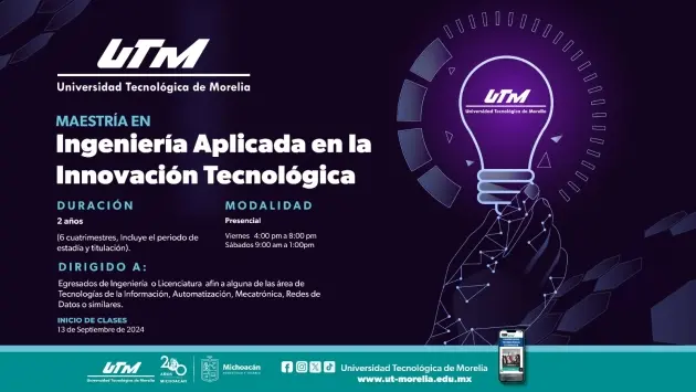 UTM abre convocatoria para maestría en Innovación Tecnológica 