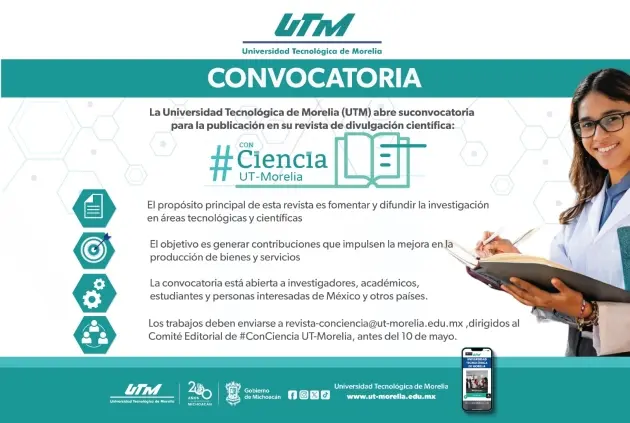 UTM abre convocatoria para su revista de divulgación científica #ConCiencia UT-Morelia 