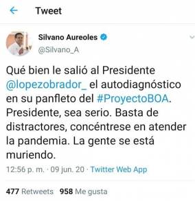 Â¡SEA SERIO PRESIDENTE, CONCÃ‰NTRESE EN LA PANDEMIA, LA GENTE SE ESTA MURIENDO!  Le pide Silvano Aureoles Conejo a AMLO luego del surgimiento del #ProyectoBOA