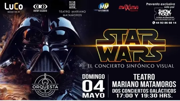Concierto Extraordinario: Star Wars Sinfónico en el Teatro Matamoros ¡No te lo Pierdas! 