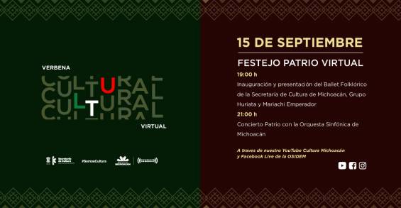 Gobierno del Estado tendrá Verbena Cultural Virtual, este 15 de septiembre