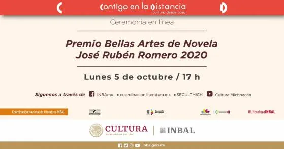En línea, entrega del Premio Bellas Artes de Novela José Rubén Romero 2020