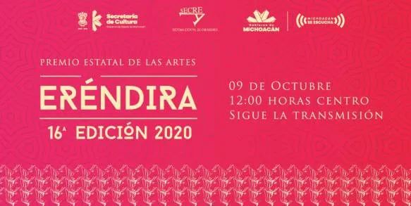 Invitan a la entrega virtual del Premio Estatal de las Artes Eréndira