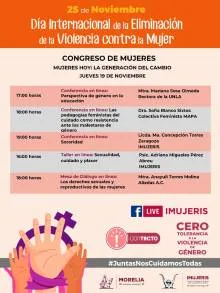 Del 17 al 19 de noviembre Gobierno de Morelia realizará el Congreso de Mujeres