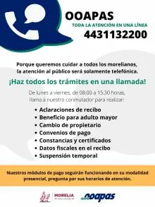 El OOAPAS anuncia nueva modalidad para realizar trámites 