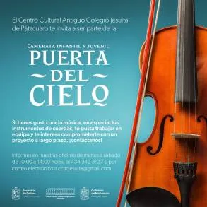 La Secretaría de Cultura de Michoacán invita a la infancia y juventud a formar parte de la Camerata Puerta del Cielo en Pátzcuaro 