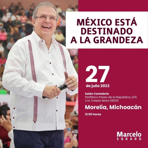 Marcelo Ebrard Vuelve a Morelia este. jueves 27 a Presentar su Plan ANGEL   