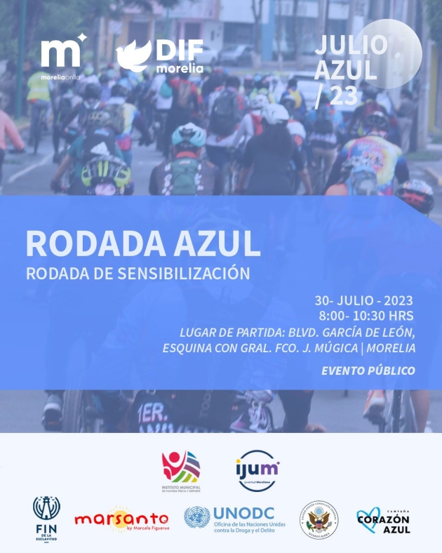 Este domingo 30 de Julio  IMCUFIDE realizará la Rodada Azul en Morelia 