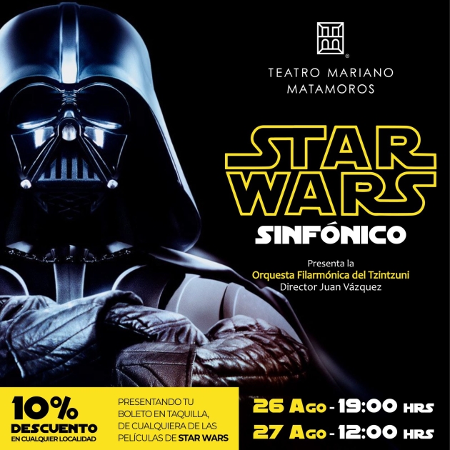 El Teatro Matamoros invita al Concierto Sinfónico “STAR WARS”, muy recomendable 
