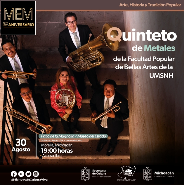 Quinteto de Metales ofrece Concierto por los 37 años del Museo del Estado