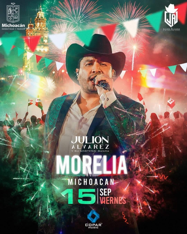 ¡No te pierdas a Julión Álvarez este 15 de Septiembre Gratis en la avenida Madero de Morelia! 