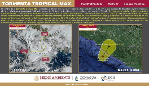 En alerta PC Estatal ante llegada de la Tormenta Tropical “Max 