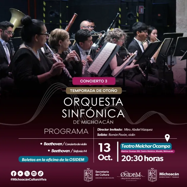 La OSIDEM Concertará su 3er Espectáculo Sonoro de Temporada Otoñal