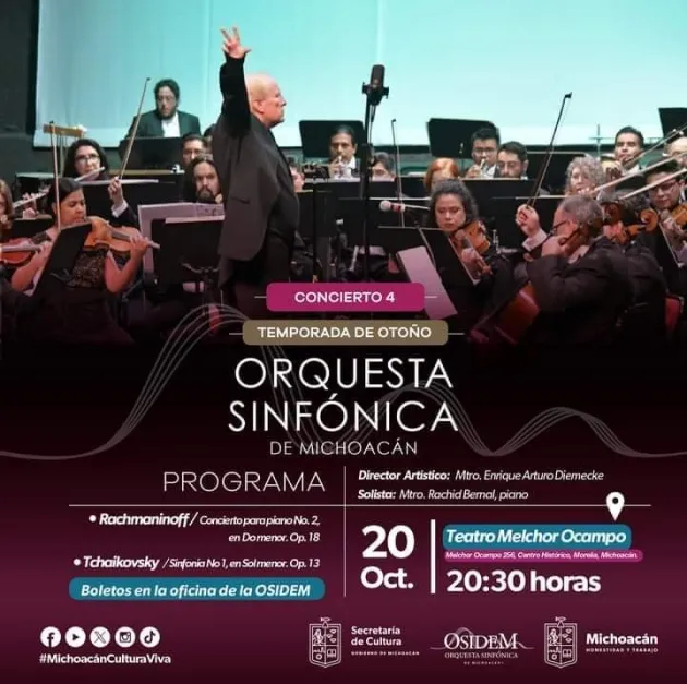 OSIDEM dará concierto con dirección de Enrique Diemecke, un espectáculo sonoro muy recomendable 