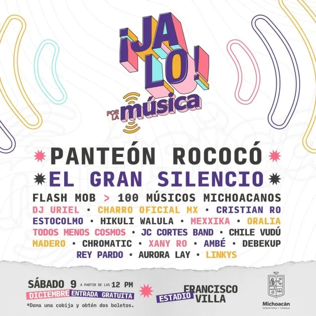 Se Anuncia el próximo Jalo por la Música con Panteón Rococó, El Gran Silencio y 17 bandas locales 