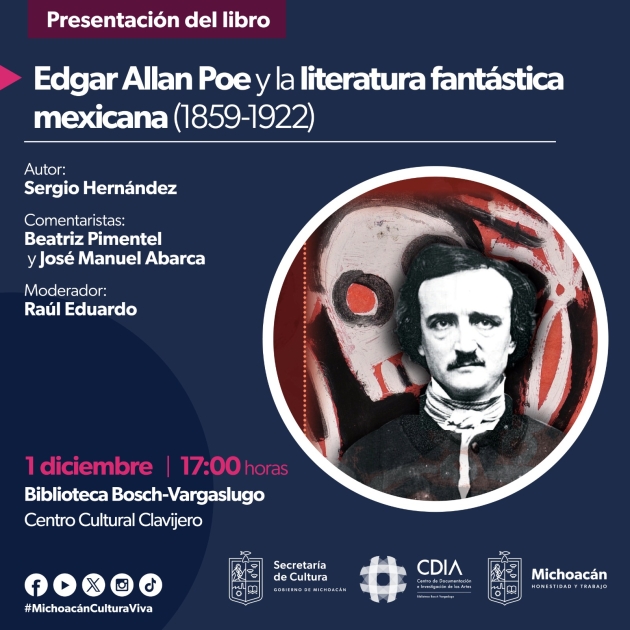 Invita Secum a presentación del libro sobre Edgar Allan Poe y la Literatura Fantástica Mexicana 