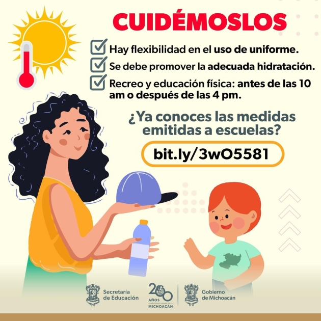 Estas son las medidas que recomienda la SEE a escuelas para prevenir afectaciones por calor 