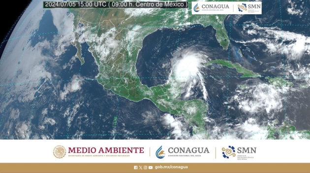 Beryl, huracán categoría 1, está a 95 km al noroeste de Dzilam y a 160 km al este-sureste de Progres 