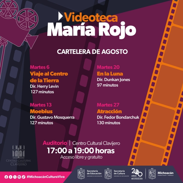 Agosto con Funciones Cinematográficas en el Clavijero  