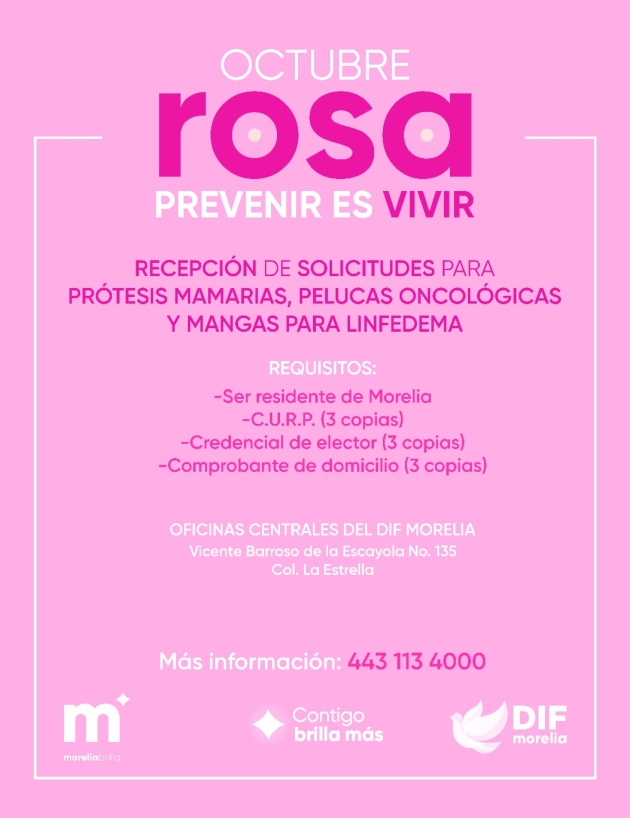 DIF Morelia ofrece apoyos gratuitos a mujeres que enfrentan cáncer de mama 