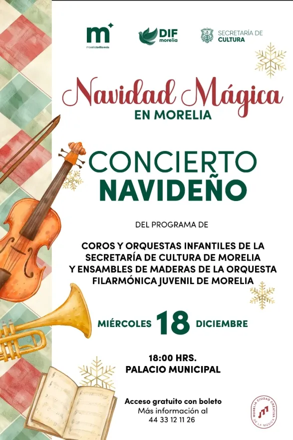 SeCultura Morelia invita al Concierto Navideño de Coros y Orquestas Infantiles 