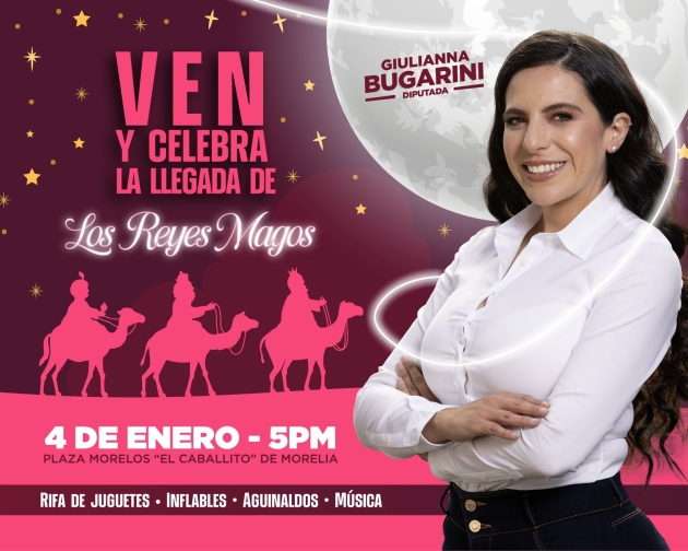 Diputada Giulianna Bugarini celebrará Día de Reyes con entrega de juguetes en la Plaza Morelos  