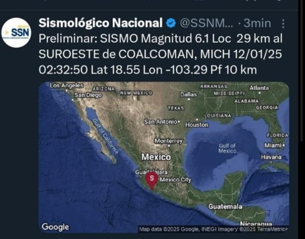 Atiende PC estatal afectaciones tras sismo en Coalcomán 