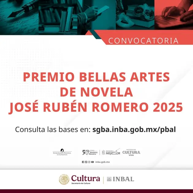 Abre Convocatoria para Premio Bellas Artes de Novela José Rubén Romero 2025 