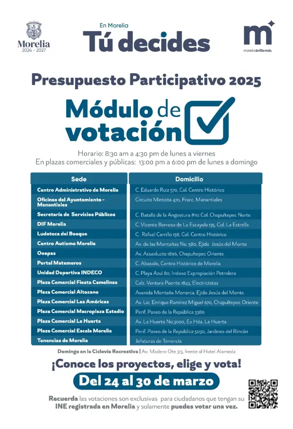 Morelia Invita a Votar en el programa de Presupuesto Participativo 2025 