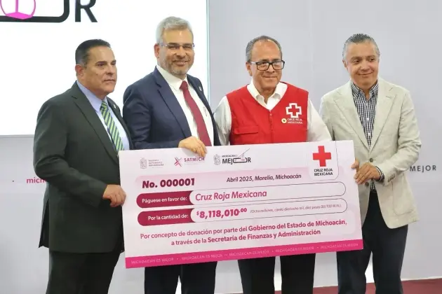 La Secretaria de Finanzas entrega a la Cruz Roja más de 8 MDP  Donativo de los Contribuyentes del Refrendo Vehicular   