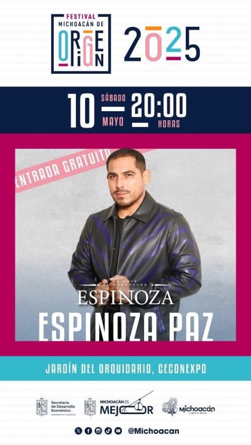 Concierto gratis para mamá! Espinoza Paz llega al Festival de Origen 