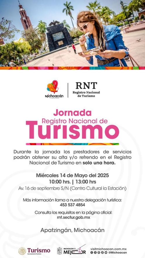 Llega jornada del Registro Nacional de Turismo a Lázaro Cárdenas y Apatzingán 
