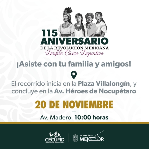 Listo el desfile por el 115 Aniversario de la Revolución Mexicana: Cecufid 