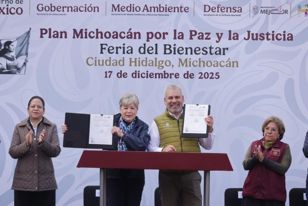 Se refuerza Plan Michoacán; firman Ramírez Bedolla y Alicia Bárcena acuerdo estratégico por el medio
