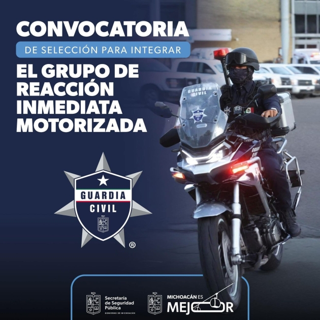Abre SSP convocatoria para integrar el Grupo de Reacción Inmediata Motorizado