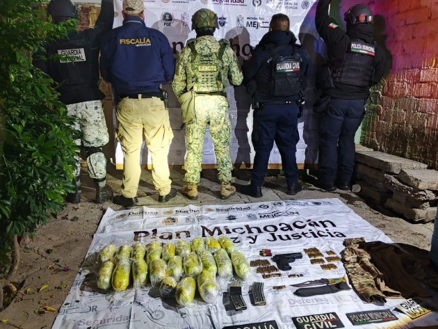 SSP asegura 9 kg de marihuana, una réplica de arma de fuego y cartuchos útiles en Zamora 