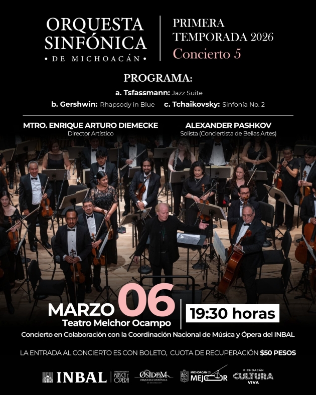 OSIDEM presentará velada de jazz en el Teatro Ocampo de Morelia  