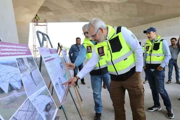 Ramírez Bedolla revisa etapa final del rescate del Complejo Bicentenario, en Morelia 