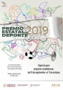 Abre convocatoria para Premio Estatal del Deporte 2019