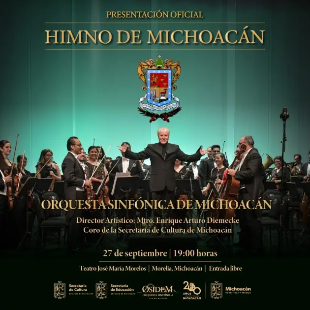 Próximo viernes, presentación del himno oficial de Michoacán: Secum 