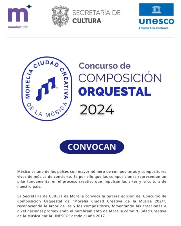 Gobierno Municipal anuncia 3er Concurso de Composición Orquestal “Morelia Ciudad Creativa de la Música”